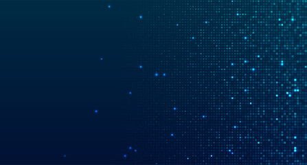 Blue glowing pixel dot background with abstract neon grid pattern. Modern digital wallpaper for technology, business data, science and medical presentations © Art_Stars