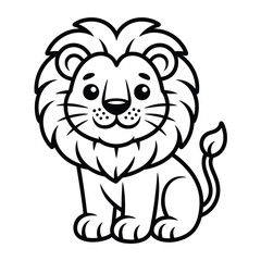 Obraz premium Cartoon lion sitting isolated on white background, Vector, illustration