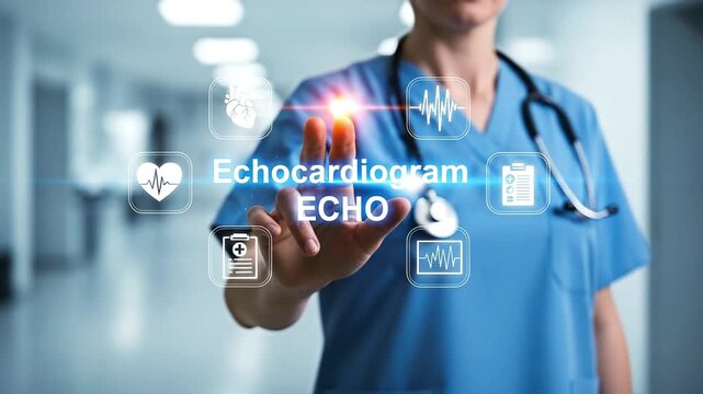 A medical professional performing an echocardiogram for the concept of Healthcare.