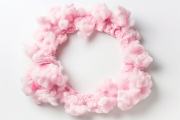 A clay cloud frame with fluffy sculpted curves is shown. It has a round shape and is made of soft material. The frame stands out against the white background, focusing attention on its design