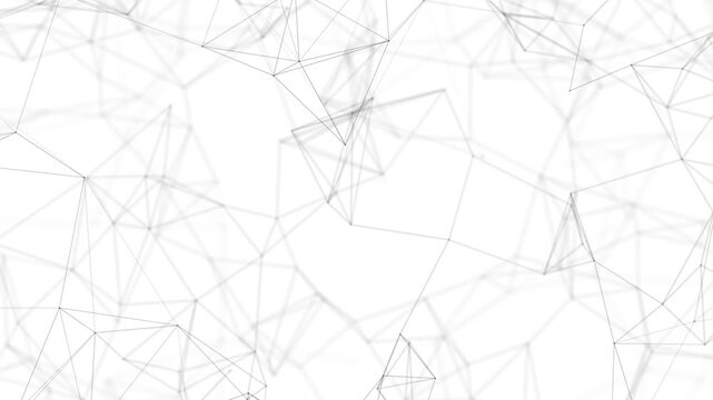 dynamic and ultra modern moving modern seamless geometric abstract data network and digital technology of interconnected white dots and thin grey lines.	