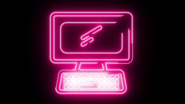 Creative computer icon pack neon animation