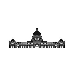 Obraz premium Architectural Grandeur, A stately building silhouette, a symbol of historical and cultural significance, stands tall, showcasing its intricate details and commanding presence, white house