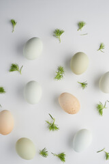 farmer's organic eggs top view. easter vibe