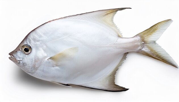 Fresh White Pomfret Or Butterfish Isolated On White Background White Pomfret Or Butterfish On White Background With Clipping Path High Resolution Photography