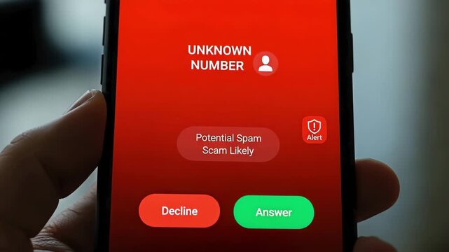 Unknown Number Phone Screen for the concept of Spam and scam call.