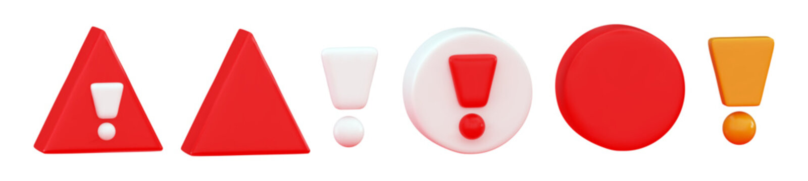 3d Emergency exclamation Exclamation mark icons on a triangle and circle Concept of urgent notification