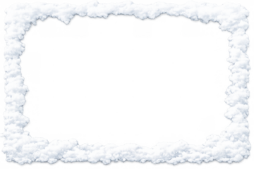 Fluffy cloud border creating a rectangular frame, white vapor shape for transparent background designs and overlays