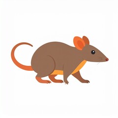 Cute Brown Mouse Standing Side View Cartoon Illustration Isolated on White Background