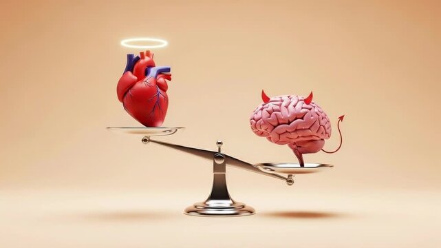 Heart Versus Brain Balance Concept Surreal Animation Video
