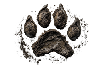 Wild Creature Paw Print Flat Lay Top View Isolated on Transparent Background