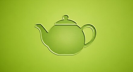 Green teapot on green background