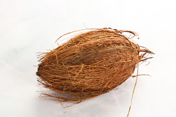 Natural exotic brown hairy coconut