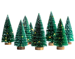 Fototapeta premium macro product shot of hyperdetailed miniature emerald green fir and spruce trees, dec