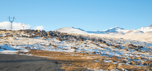 Beautiful view of winter landscape in Armenia.