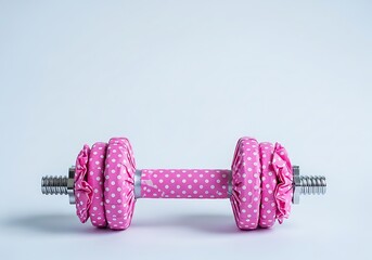 Pink polka dot dumbbell with fabric weights