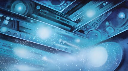 Futuristic Energy Cells Watercolor Illustration Inspiring Sustainable Innovation Design Concept