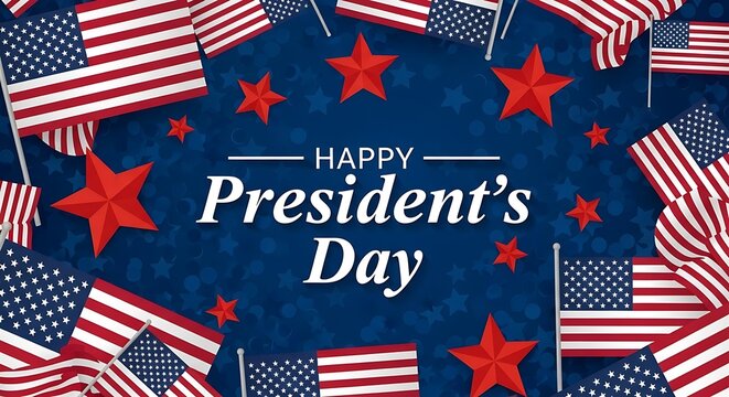  Conceptual bulo  background for president's day with patriotic pride celebration.