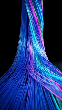 Vibrant Fiber Optic Cables Illuminating in a Dynamic Light Show.
