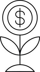 Fototapeta premium Investment coin growth outline vector on transparent background