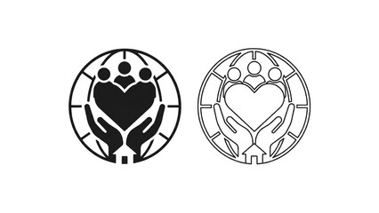 Community Care Support Outline Icon Isolated on Transparent Background, Human Protection, Charity, Donation, Volunteer Symbol, PNG