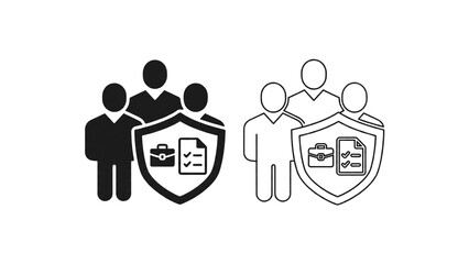 Group Protection Insurance Outline Icon Isolated on Transparent Background, Team Security and Policy Compliance Symbol, PNG