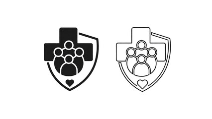 Healthcare Protection Team Outline Icon Isolated on Transparent Background, Medical Insurance and Patient Care Symbol, PNG
