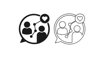 Community Engagement Connection Outline Icon Isolated on Transparent Background, Social Network Relationship and Support Symbol, PNG
