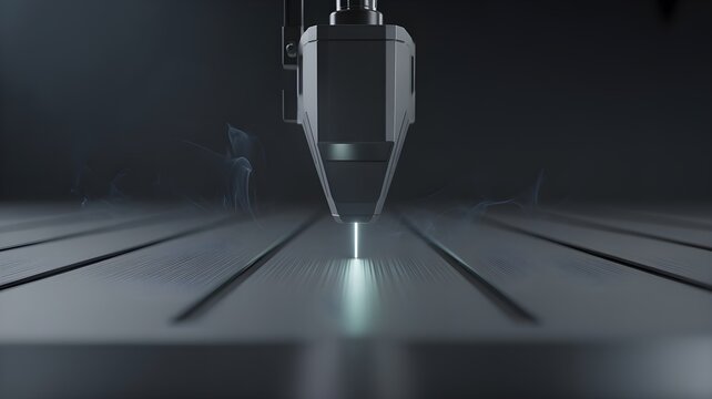 Laser welding head fusing metal seam with focused beam, represents high-precision, low-distortion automated welding for sensitive components in automotive, aerospace, and electronics.