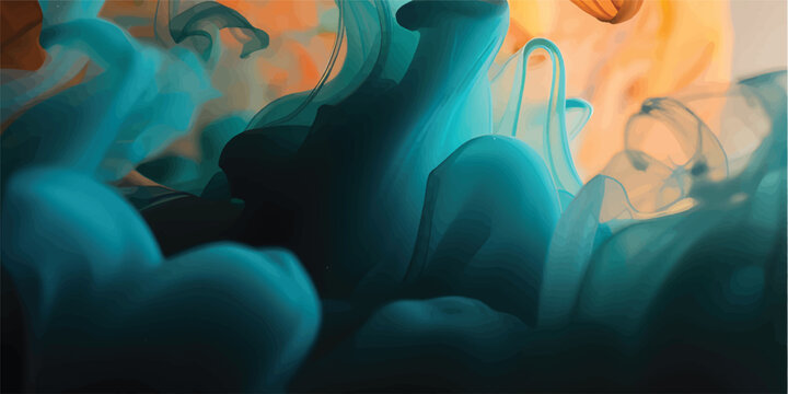 An abstract blue and yellow design featuring bubbles and light smoke textures creates a motion-filled water concept with an underwater science energy art image