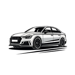 Fototapeta premium Vector art car illustration on white background.