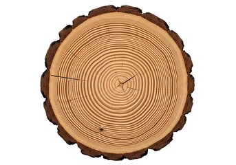 Tree Stump Cross Section with Growth Rings Isolated on White