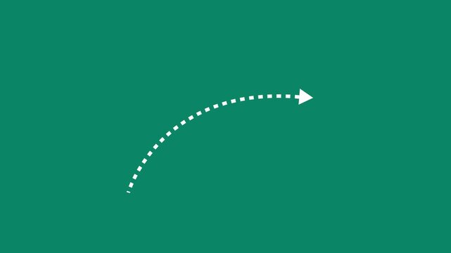 Dashed arrow animation showing arrow direction following a curved path and a line in the arrow message