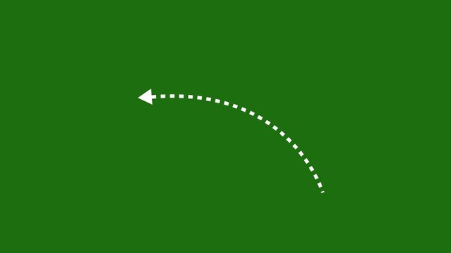 Dashed arrow animation showing arrow direction following a curved path and a line in the arrow message