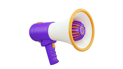 3D Rendered Purple and Orange Megaphone