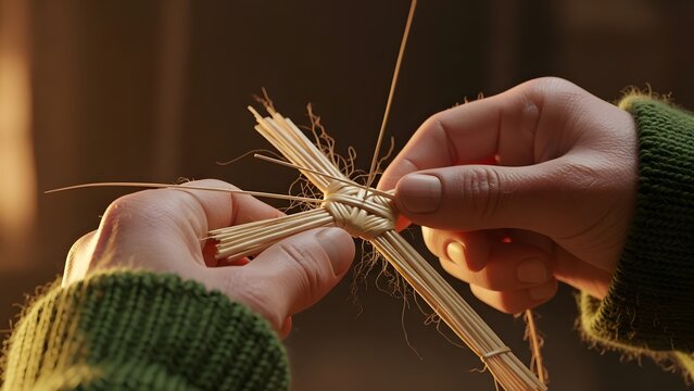 St brigid's day traditions weaving brigid's cross from reeds on february 1st