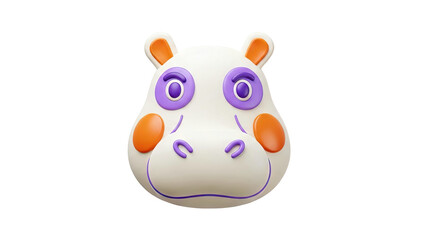 Cute 3D Cartoon Hippopotamus Face