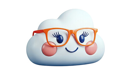 Cute Cloud Character with Glasses