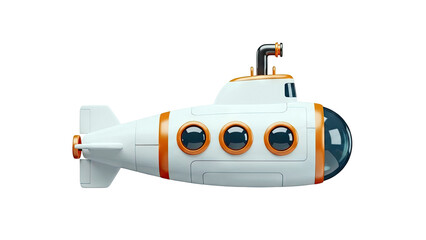 Cute White and Orange Cartoon Submarine