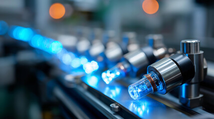Photoelectric sensors installed in row industrial machine equipment factory automation photo sensor array object detection technology manufacturing monitoring system with