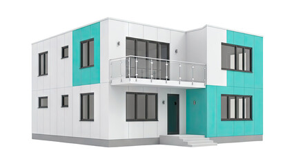 Modern Two-Story House with Teal and White Facade