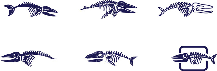 Set of various marine animal skeleton illustrations © Saidurra12