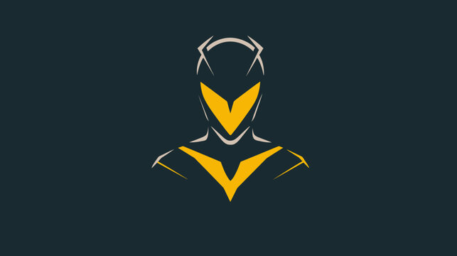 Abstract superhero silhouette with a dynamic yellow and white design