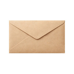 A close-up shot of a beige envelope against a simple backdrop, emphasizing its texture and shape isolated on transparent background