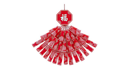 Red Firecracker Decoration with Chinese 'Fu' Symbol