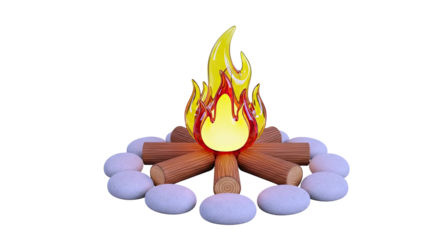 Stylized Campfire with Logs and Stones