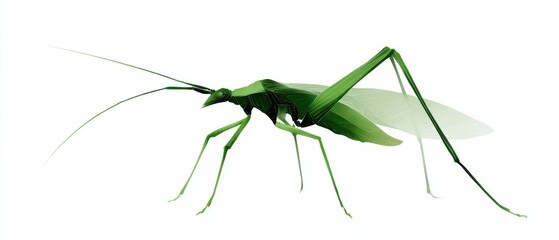 Minimalist Stylized Green Insect Design with Transparency and Detail