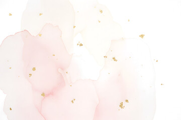 Soft pastel watercolor texture with red and yellow hues isolated on a transparent background