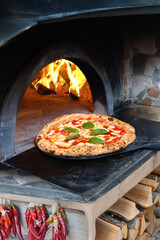 Pizza margherita in Italy just out of oven