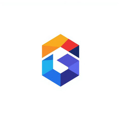 Abstract geometric logo design with colorful interlocking shapes and vibrant gradients, representing innovation and growth